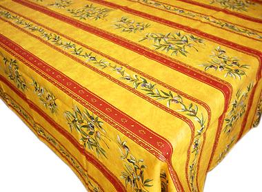 French coated tablecloth (olives 2009. orange x yellow) - Click Image to Close